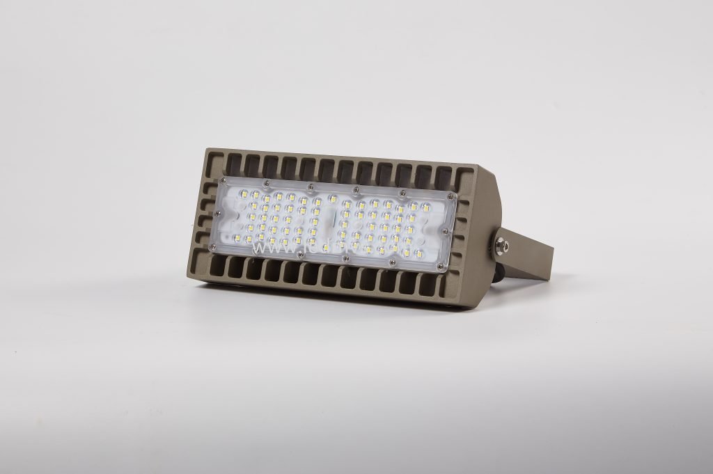 Compact LED floodlight with energy-efficient design and durable housing for versatile outdoor lighting applications