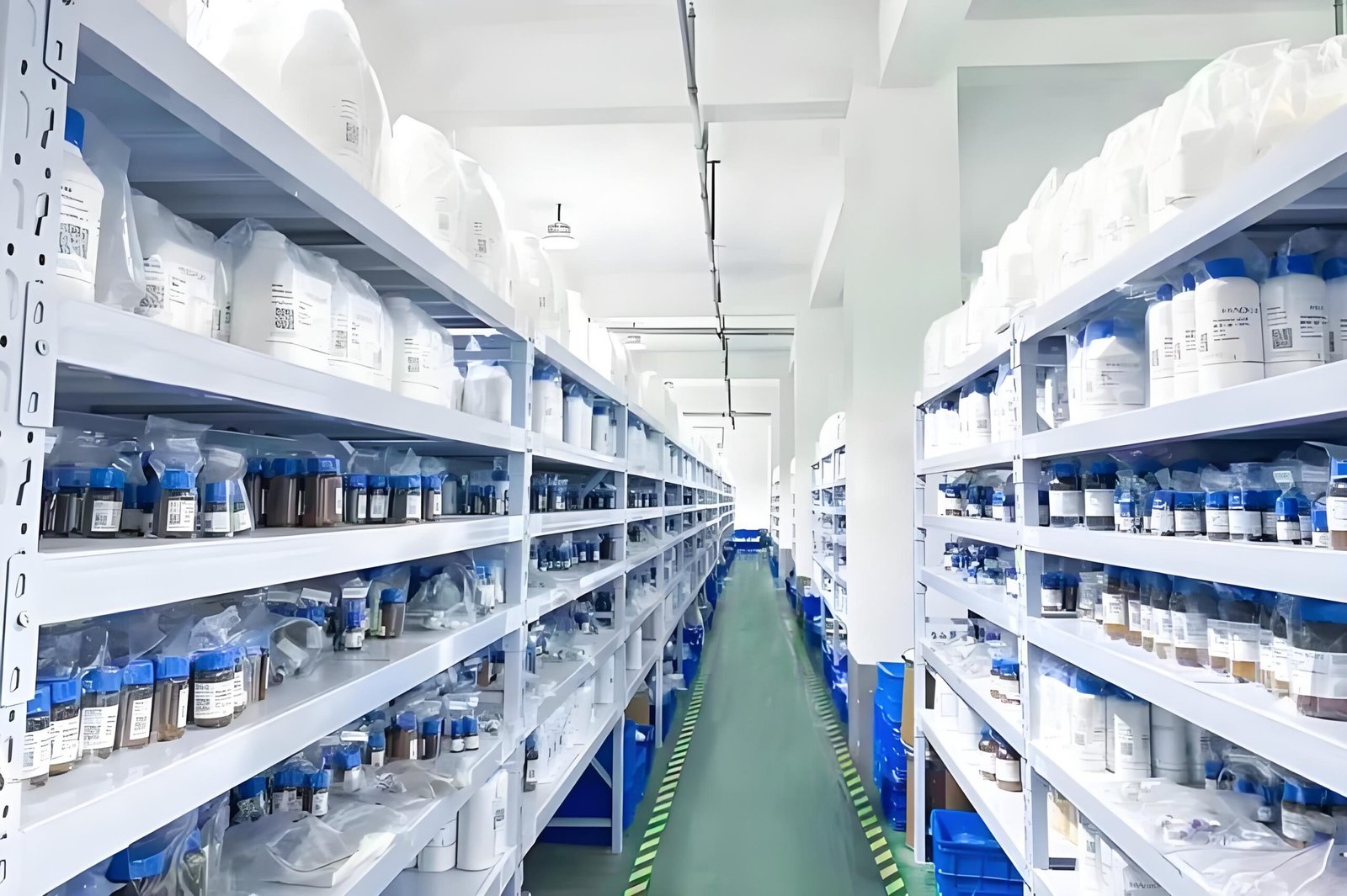 Industrial workshop and factory area illuminated by LED floodlights for production lighting