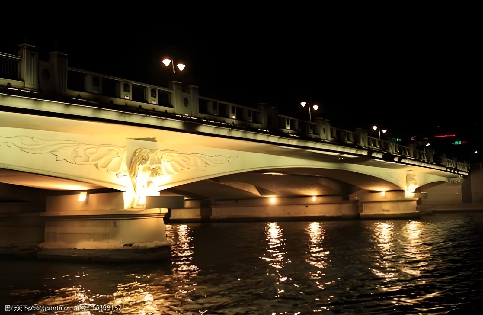 Bridge and highway lighting using LED floodlights ensuring road visibility and safety