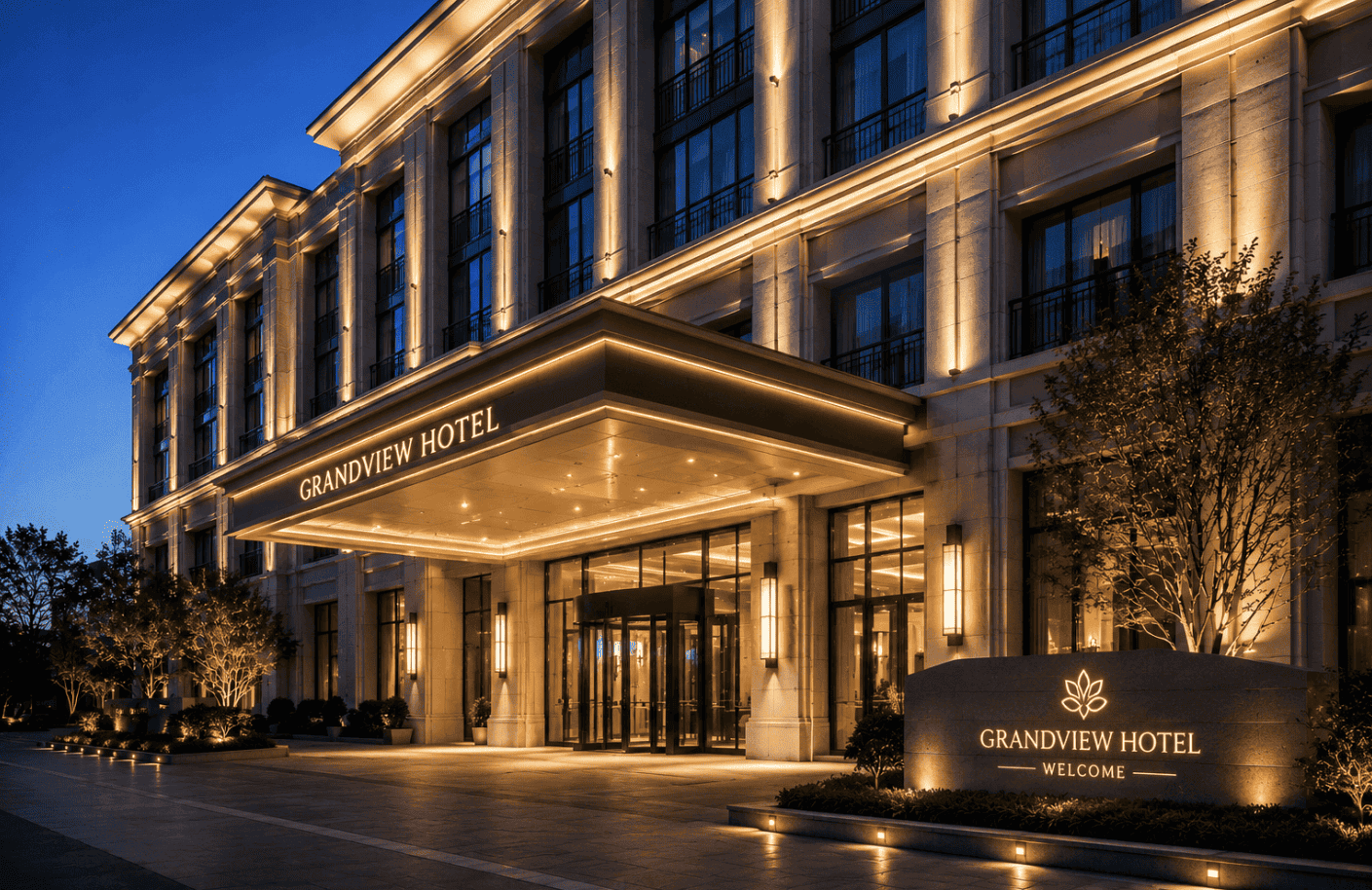 Hotel facade lighting application