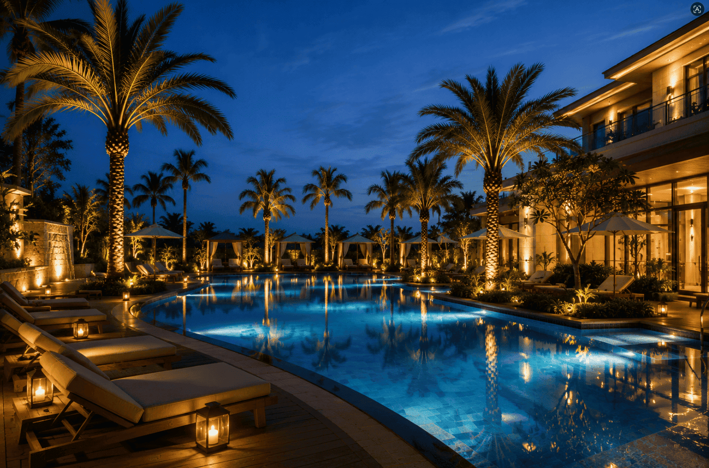 Hotel swimming pool lighting application