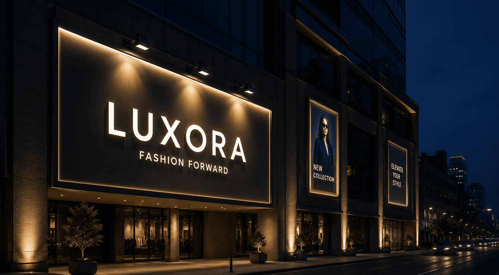 Commercial building sign lighting