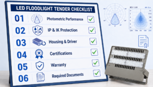 LED floodlight tender checklist with MVS modular project floodlight